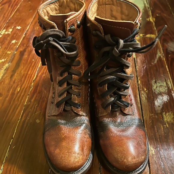 Ash Boots Womens Biker Studded RALPH Tan Distressed Leather Lace Up Grunge - Picture 3 of 7